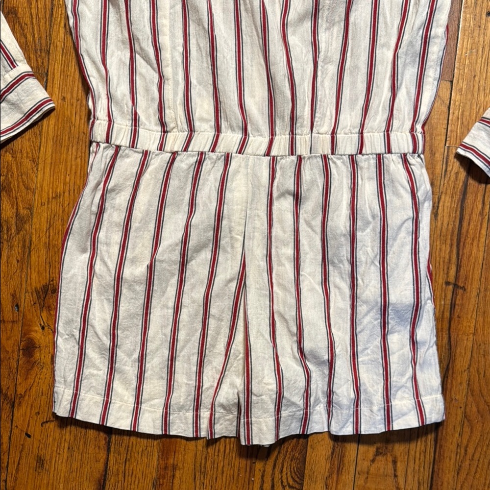 VANESSA BRUNO Women's 100% Cotton Striped V-Neck Button-Up Romper Comfy Size 42‎ - Picture 11 of 14